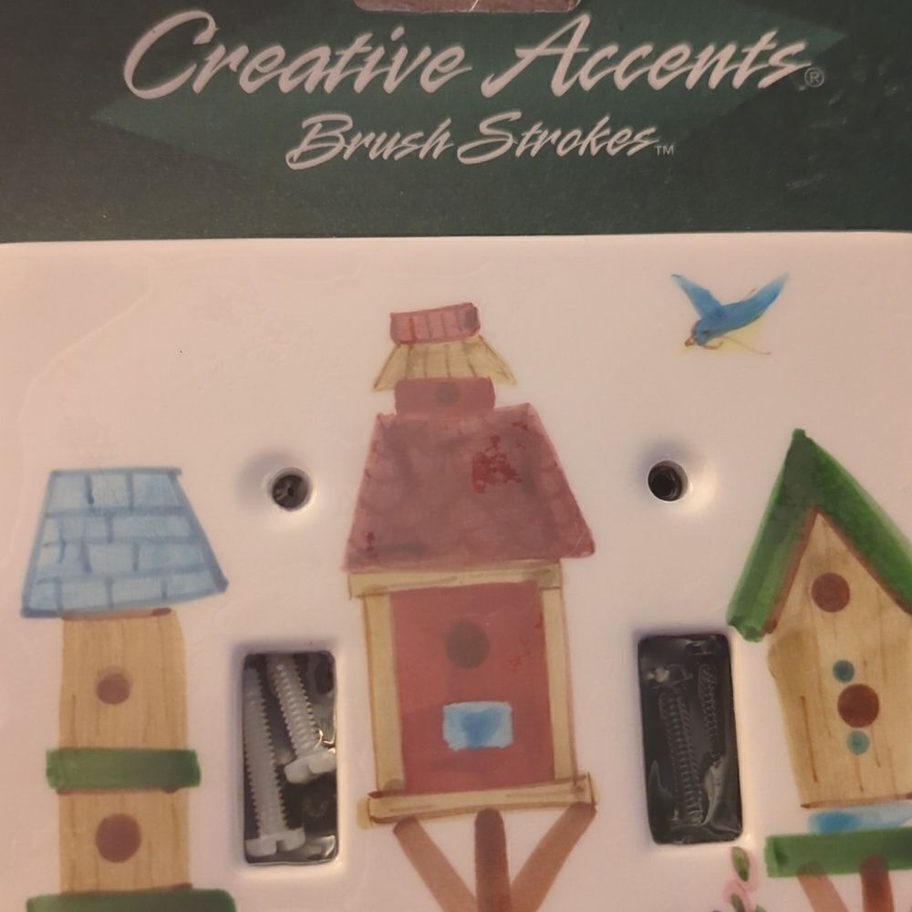 Vintage Creative Accents Brush Strokes hand painted birdhouse light switch plate - Picture 6 of 10